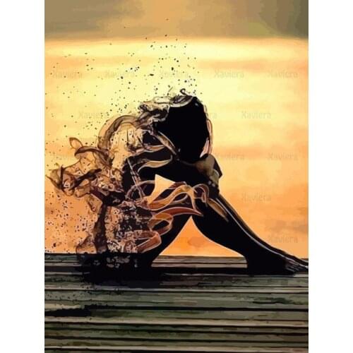 Modern Abstract Girl Lonely Figure Canvas Painting Interior Design Home Decoration Living Room Art Poster Print Picture No Frame