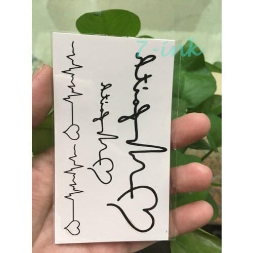 Waterproof Temporary Tattoos Sticker letters Love tatoo heartbeat wave Water Transfer Flash fake tattoo for girl women 10.56cm