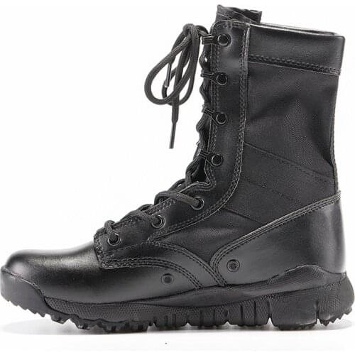 Outdoor Tactical Military Men Boots Leather Wear-Resistant Breathable Hiking Shoes Breathable Combat Camping Boots AA12015
