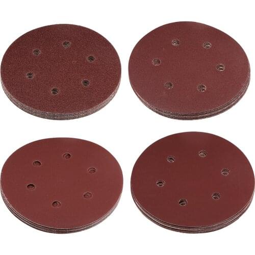 Uxcell 40pcs 6 Inch 6 Hole Hook and Loop Sanding Discs Set 60/180/600/1200 Grit Aluminum Oxide Sandpaper