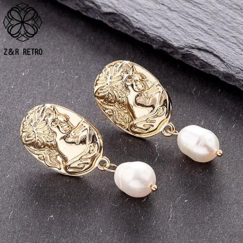 Vintage Gold Earring Ear Jewelry For Women Fashion Irregula Beads Geometric Hanging Decoration Pendientes Brincos Wholesale 2020