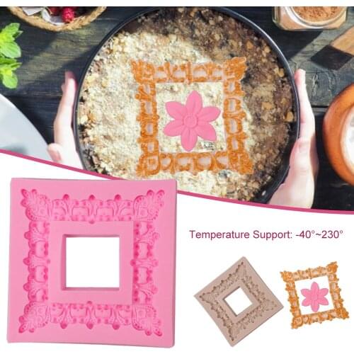Mirror Frame Sugar Craft Chocolate Mould Tool Fondant Cake Vintage Mold Silicone Mold for Baking Pastry and Bakery Accessories