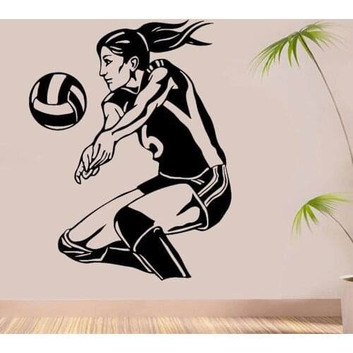 Female volleyball player wall sticker home decoration vinyl wall stickers girls room dormitory room decoration decals 3YD40