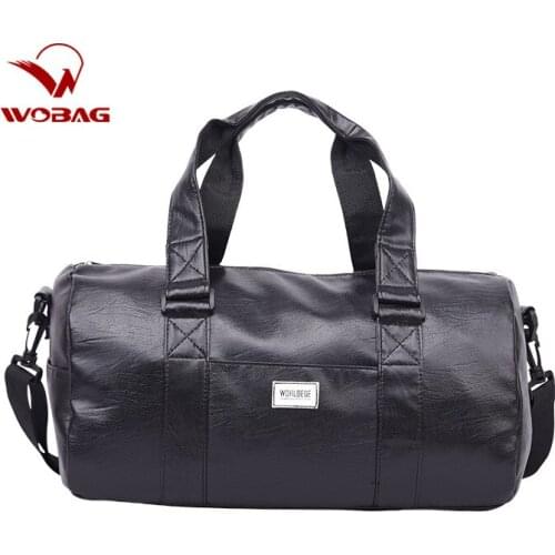 Wobag Women Travel Luggage Bag High Quality Pu Leather Waterproof Handbag Men Fashion Outdoor Weekend Bag Large Capacity Black