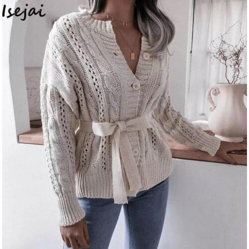 Women Twist Button Knitted Cardigans Woman Casual Sweater Autumn Winter New arrival