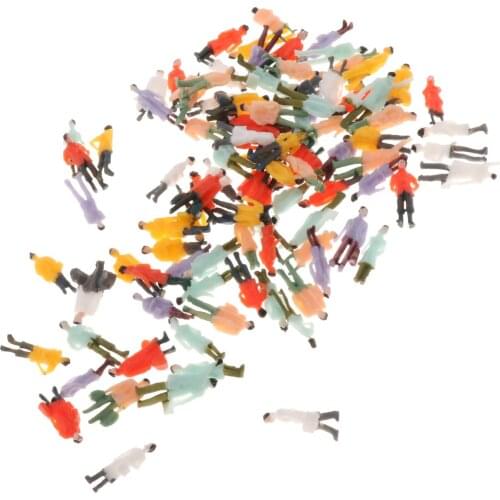 100pcs 1:87 Plastic Painted Figures Model Mini Building Layout Bonsai Decor