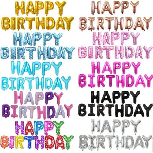 16 Inch Birthday Balloon Decoration Rose Gold Happy Birthday Banner Childrens Supplies Aluminum Foil Balloon Set Party