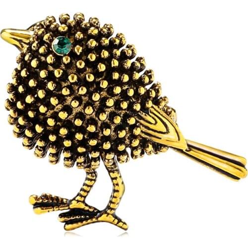 New 2Pcs Brooch Ornament Cute Retro Silver Gold Temperament Sparrow Bird 2020 Compact Brooch Jewelry Accessories