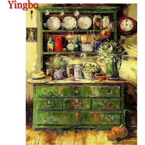 5D Diamond Painting Kitchen Cupboard Plates Full Sqaure round Drill DIY Diamond Embroidery Mosaic Rhinestone Kit Home Decor Gift