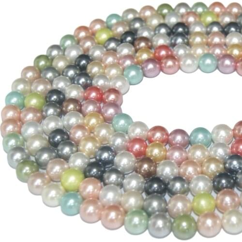 Free Shipping Colorful Natural Fresh Water Shell Simulated Pearl Beads For Jewelry Making DIY Bracelet Necklace 6 8 10 12 MM