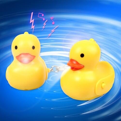 FREE SHIPPING BY DHL 200pcs/lot Plastic LED 3D Duck Shaped Keychains with Sound Novelty Toy Keyrings for Kids