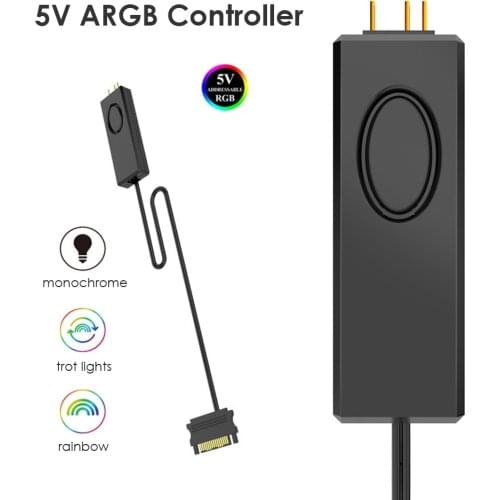 5V 3PIN ARGB Controller SATA Power Supply Desktop Computer Gorgeous ARGB Control for Chassis Fan LED Lighting Water Cooler