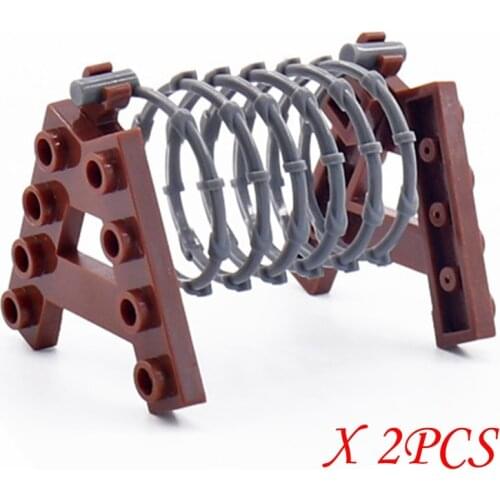 Locking Blocks 2Pcs/set Military WW2 Road Obstacle Set Sale Building Blocks Toys For Children Assemble Army SWAT Block Toy