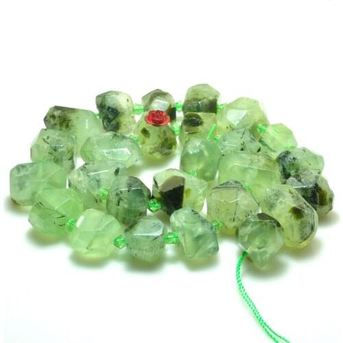 Natural Prehnite white Crystal 11-14x14-18mm Gemstone Beads Faceted irregular for Jewelry Making necklace 15inch ICNWAY