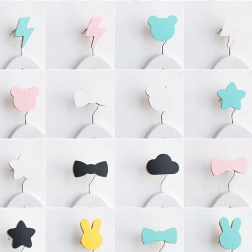 Wooden Modern Coat Hooks for Baby Kids Bedroom Decor Wall Mounted Decorative Hat Hanger Towel Rack Organizer Supplies