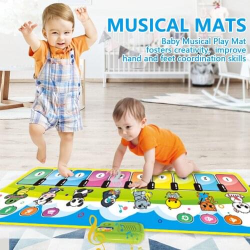 Children Musical Piano Mat Portable Keyboard Play Dance Carpet with 8 Instrument Sounds Educational Toy Gift for Kids Toddler