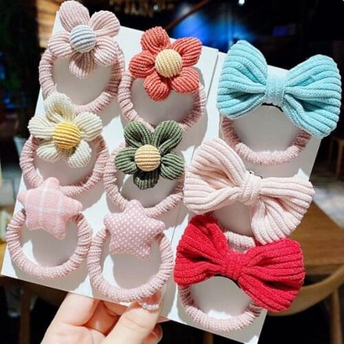 Elastic Hair Band Bowknot Flower Hair Clip Hair Tie Ponytail Holder Lady Hair Scrunchies Girls Sweet Popular Hair Accessories