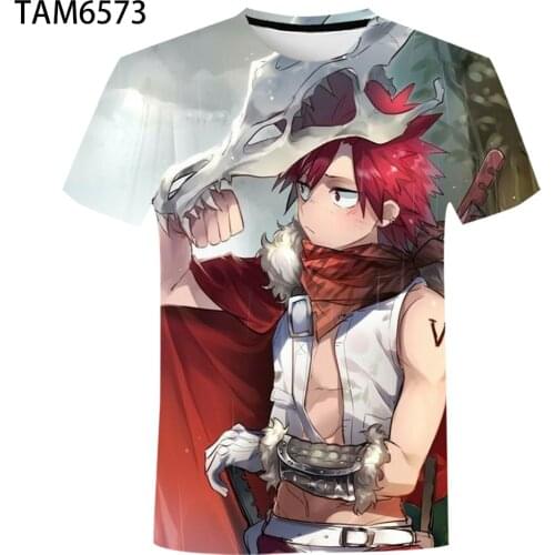Red Riot Kirishima Eijiro Japanese anime T-shirt lively and cute 3D printing childrens mens and womens clothing