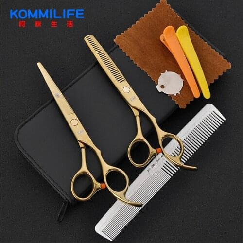 KOMMILIEF 6Inch Professional Hairdressing Scissors Stainless Steel Hair Cutting Scissor For Dogs Pet Dog Grooming Scissors Set