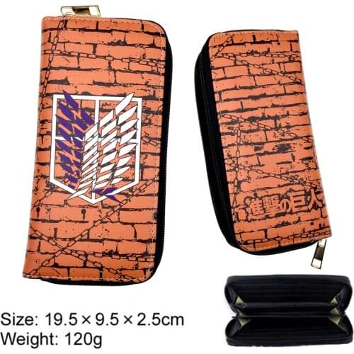 Anime Attack on Titan Leather Wallet Cartoon Casual Credit ID Card Holders Zipper Layers Purse Boys Girls Students Coin Handbag