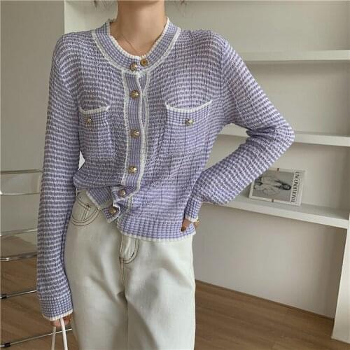 Will ~ autumn new knitting cardigan female gentle wind brief paragraph small unlined upper garment sweater coat short sleeve blo