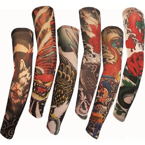 Tattoo Sleeve Arm Warmers Summer Print Mangas For Man Sleeve Seamless Summer Tattoo Stitched Outdoor Woman Riding Sleeve