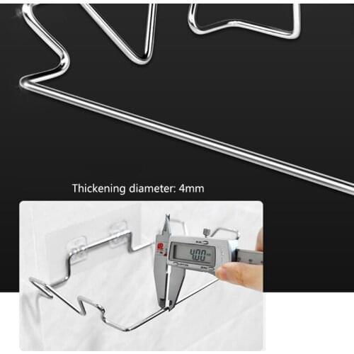 94PF Wall Mount Stainless Steel Garbage Bag Holder Adhesive Hanging Towel Trash Rack