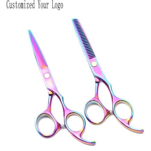 5.5In 16cm JP Stainless Multi-color Customized Brand Dogs Grooming Scissors Straight Scissors Thinning Shears Pet Scissors C1005