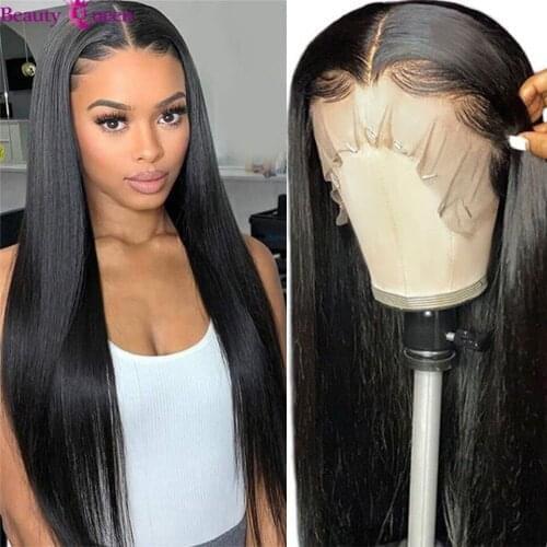 Lace Frontal Wigs T Part 150 Density Straight Lace Front Wig Straight Human Hair Wigs Transparent 4x4 Lace Closure Wig