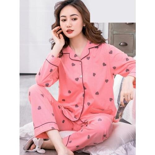 New Arrival Fashion Spring Autumn Pure Cotton Summer Full Length Pajamas For Women Set Casual Size M L XL XXL XXXL