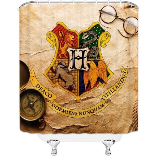 Hogwar School Logo Retro Vintage Kraft Paper Bathroom Decor Polyester