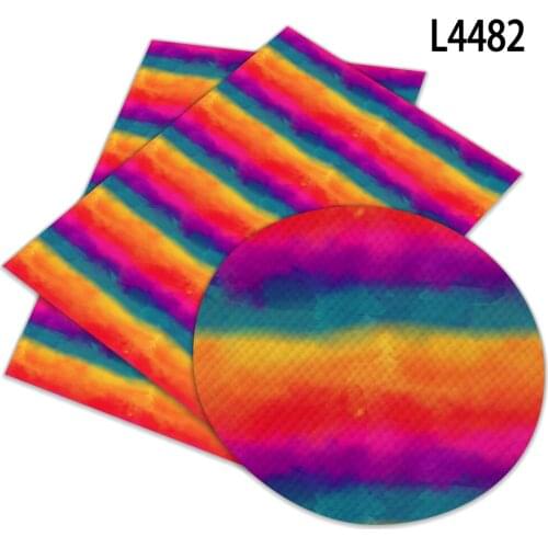 Rainbow Dye Patter Faux Leather Fabric Fabric For DIY Earrings Hair Bows Making0X136cm