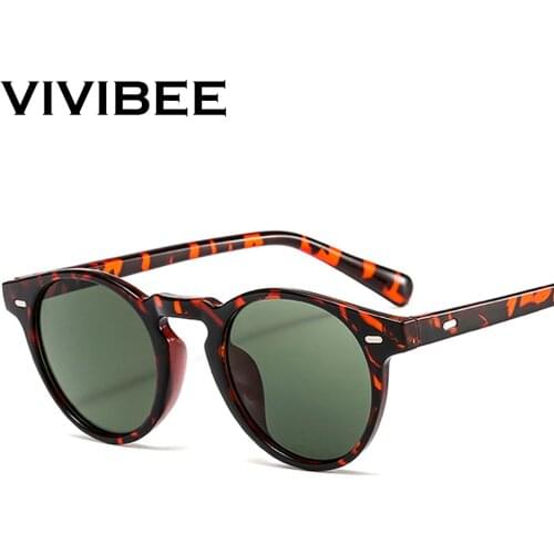 VIVIBEE Retro Men Square Sunglasses Vintage UV400 Leopard Frame Women 2020 Anti Glare Brand Designer Summer Eyeglasses