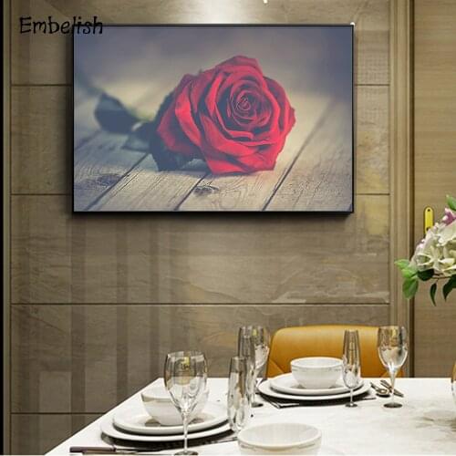 Embelish 1 Pieces Flower Pictures For Living Room Red Rose Wall Large Posters Modern Home Decor HD Canvas Bedroom Paintings
