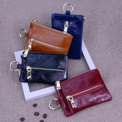 High Grade Genuine Leather Key Wallets Fashion Housekeeper Holders Key Bag Oil Wax Cowhide Coin Purse For Women
