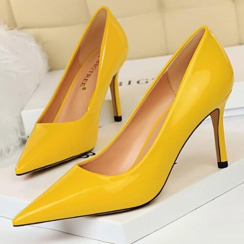 2021 Women 8.5cm High Heels Elegant Pumps Lady Sexy Wedding Bridal Blue Low Heels Plus Size 43 Scarpins Valentine Party Shoes