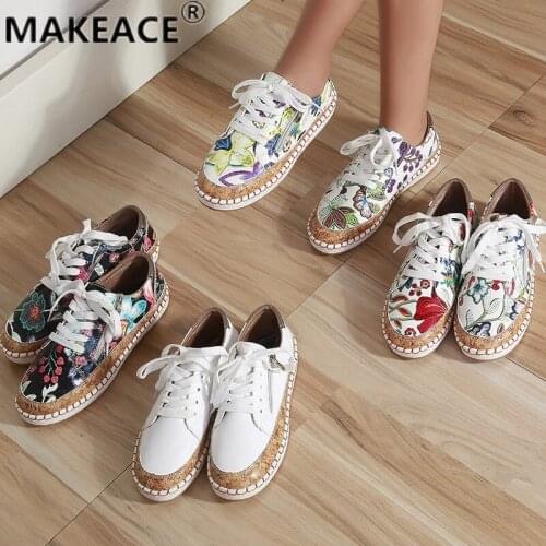 Womens Shoes Fashion Sneakers for Women 2021 New Printed Large Size Flat Shoes Sports Fitness Shoes Soft Soles Walking Running