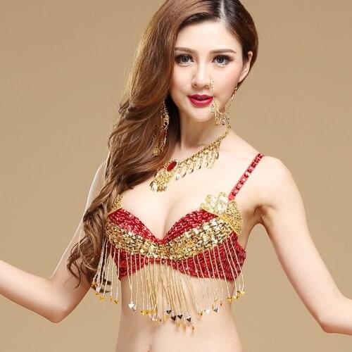 2017 Bellydance Costume Bellydance Costume New Women Cotton Arrival Twinkling Sequined Belly Dance Bra Top Dancing Sexy W01