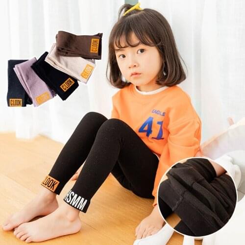 Winter autumn Baby girls Thicken Fleece Lining trousers kids children casual lace pants girl Plus velvet warmer letter leggings