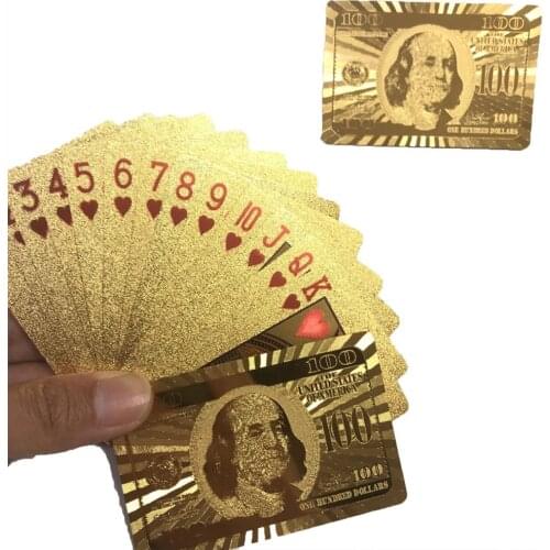 Golden Playing Cards Waterproof Durable Use Gold Plastic Foil Poker Playing Magic Cards Best Gift Gambling Table Games