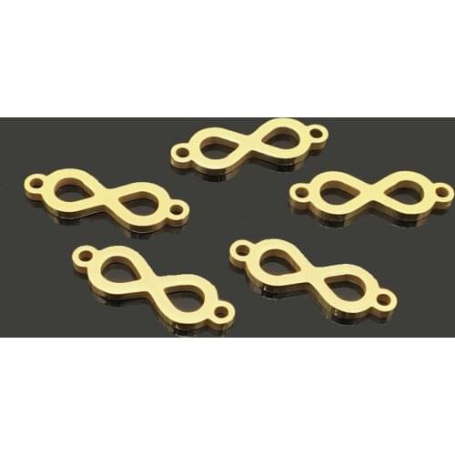 10pcs Infinity Two Hole Gold Stainless Steel DIY Bracelet Necklace Charm for Women Wish Jewelry