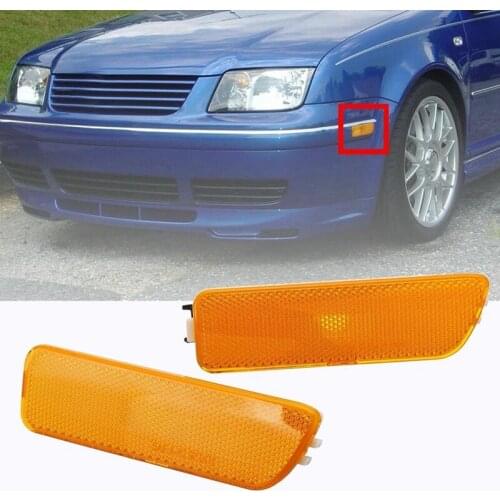 2Pcs Car Front Bumper Side Marker Light Turn Signal Light Lamp Repeater for GOLF JETTA MK4 1999-2005