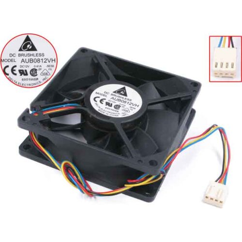 Delta Electronics AUB0812VH -8F1L DC 12V 0.41A 80x80x25mm 4-Wire Server Cooler Fan