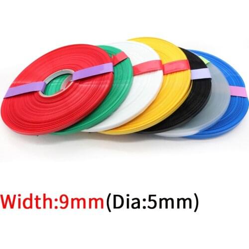 5M Dia 5mm PVC Heat Shrink Tube Width 9mm Lithium Battery Insulated Film Wrap Protection Case Pack Wire Cable Sleeve Colorful