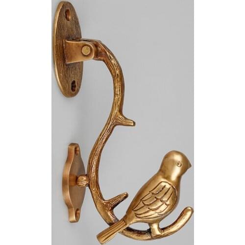 American Brass Bird Hook Retro Metal Animal Pendant Bedroom Door Decor Household Bird Hook Coat Hook Home Decoration Accessories