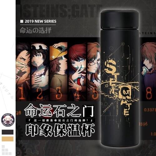 Anime Steins;Gate Hououin Kyoma Makise Kurisu Cute Stainless Steel Vacuum Cup Cartoon Thermos Cup Water Bottle Xmas Gifts