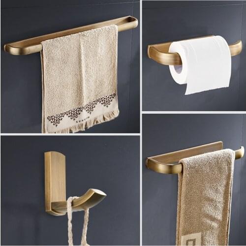 Antique Bathroom Hardware Accessories Set Solid Brass Hand Towel Holder Bronze Brushed Towel Ring Toilet Roll Paper Holder