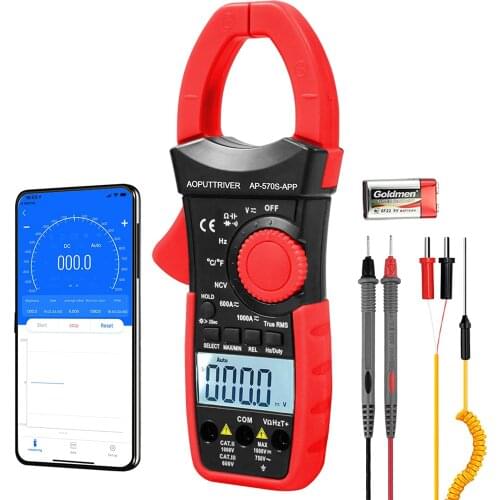 AP-570S-APP Bluetooth Clamp Meter 1000A AC DC Amp Meter , Volt, Ohm,Resistance,Capacitance,Continuity,Temperature Clamp-on Meter