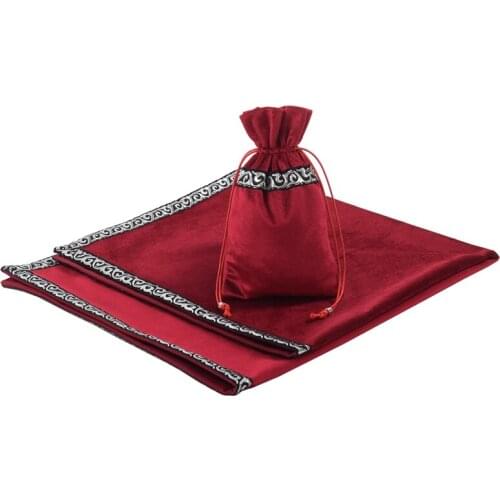 Velvet Tarot Tablecloth With Bags Flocking Tarot Board Game Accessories