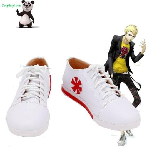 Persona 5: Ryuji Sakamoto White Cosplay Shoes Long Boots Leather Custom Made CosplayLove For Boy Men Christmas Halloween